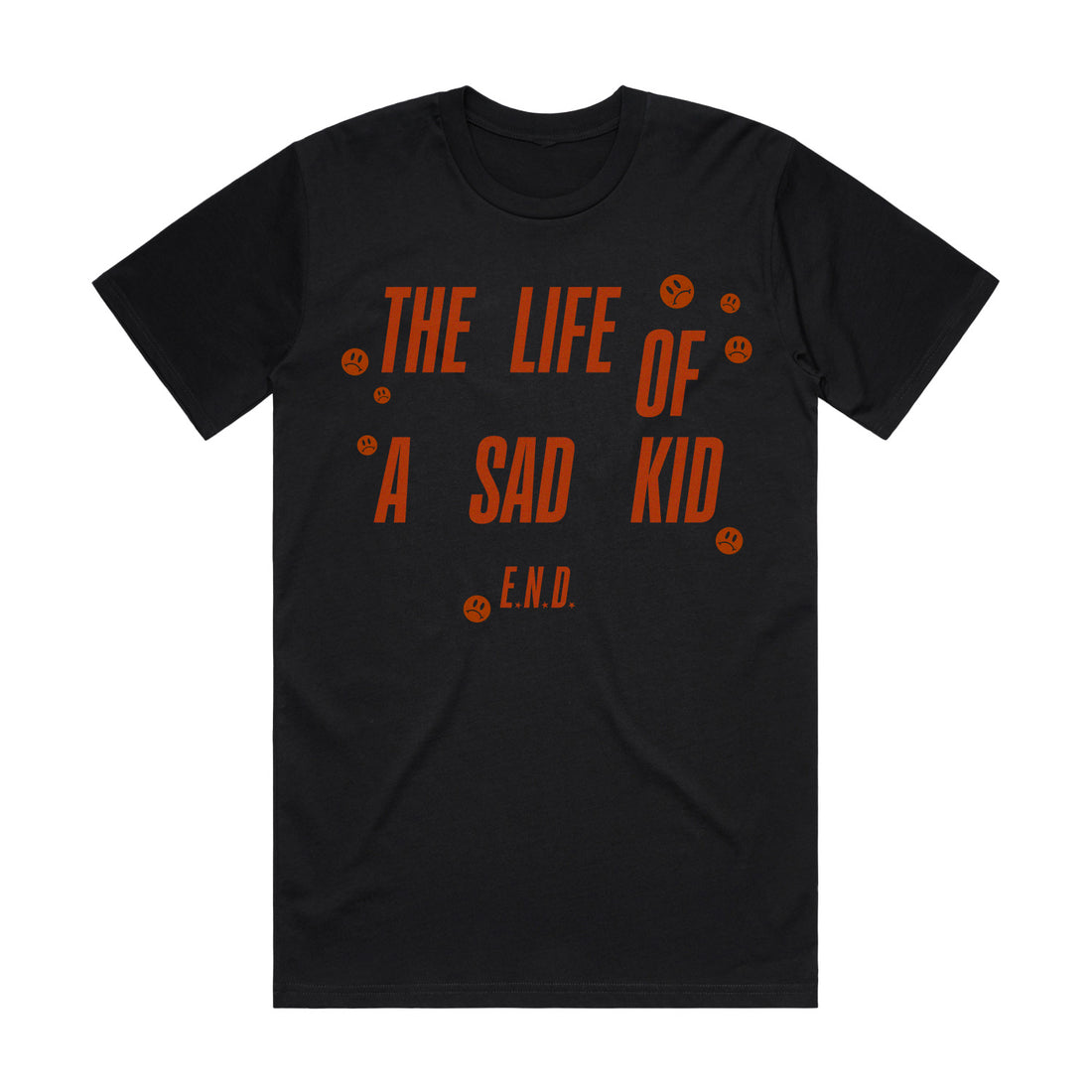 Black t-shirt with red text &